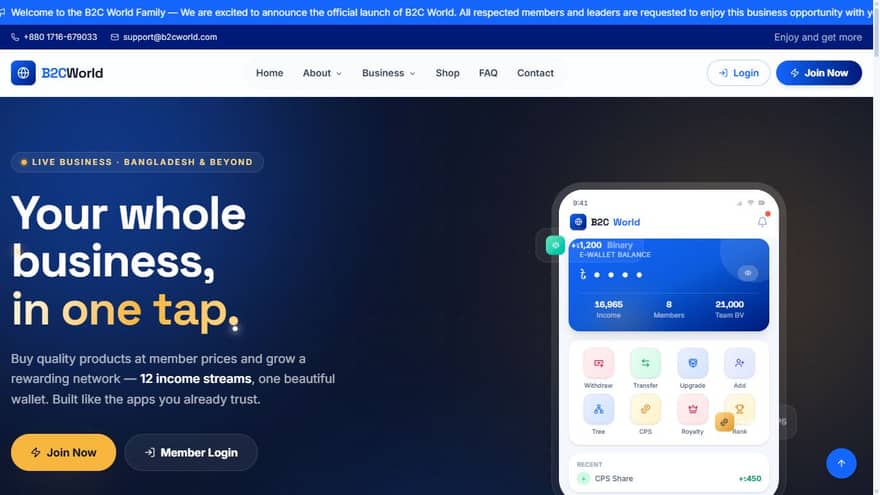 B2C World website — live preview