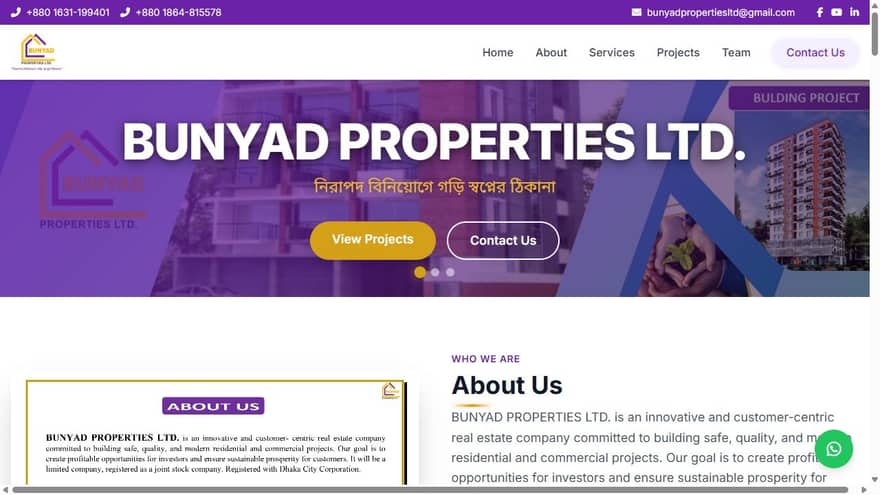 Bunyad Properties website — live preview