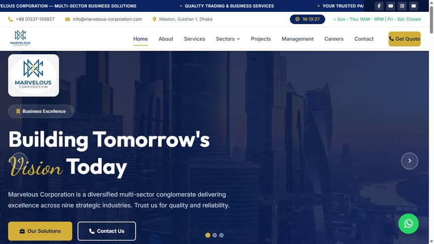 Marvelous Corporation website — live preview