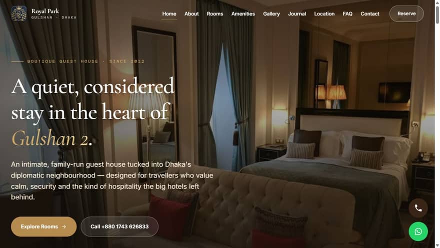 Royal Park Guesthouse website — live preview